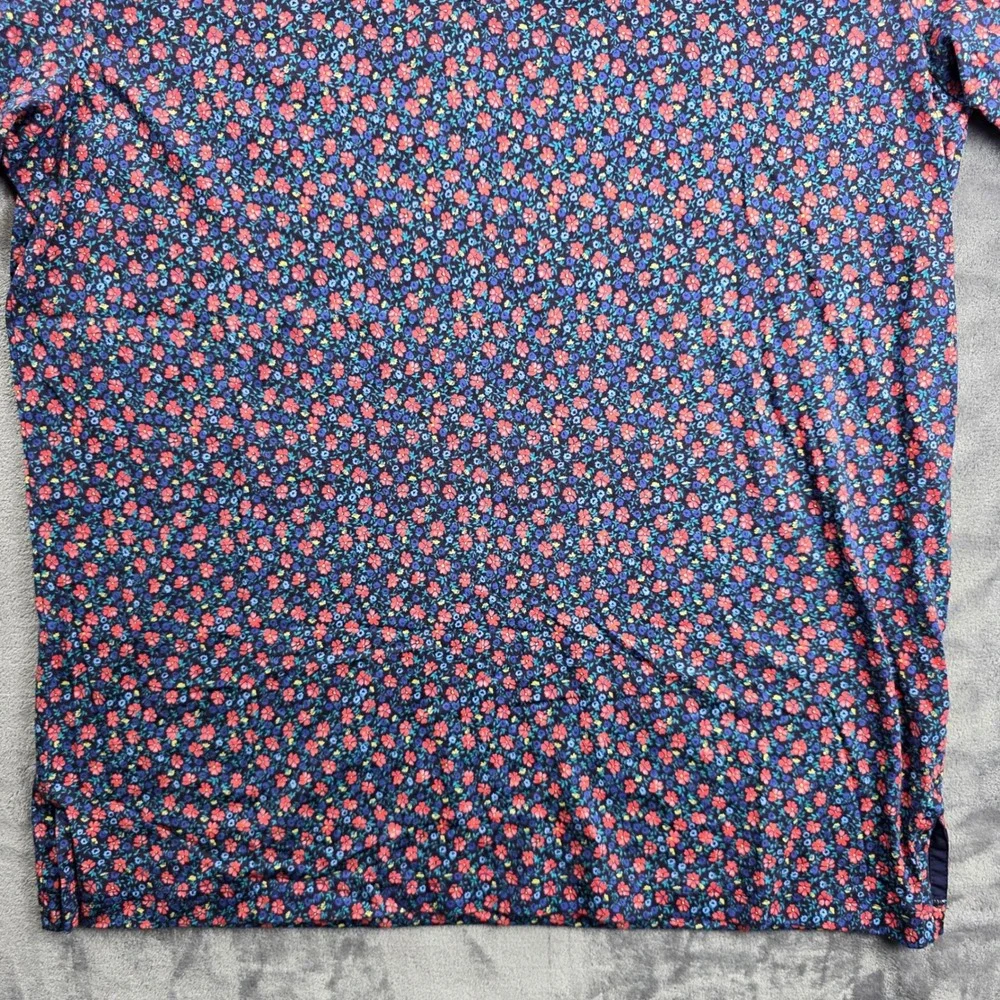 Polo Golf Ralph Lauren Polo Mens M Navy Blue Red Floral Print Short Sleeve Shirt